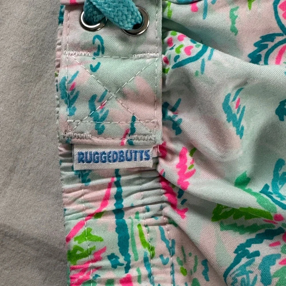 RuggedButts Boy's Size 6-12m Multicolor Palm Tree Flamingo Swim Trunks